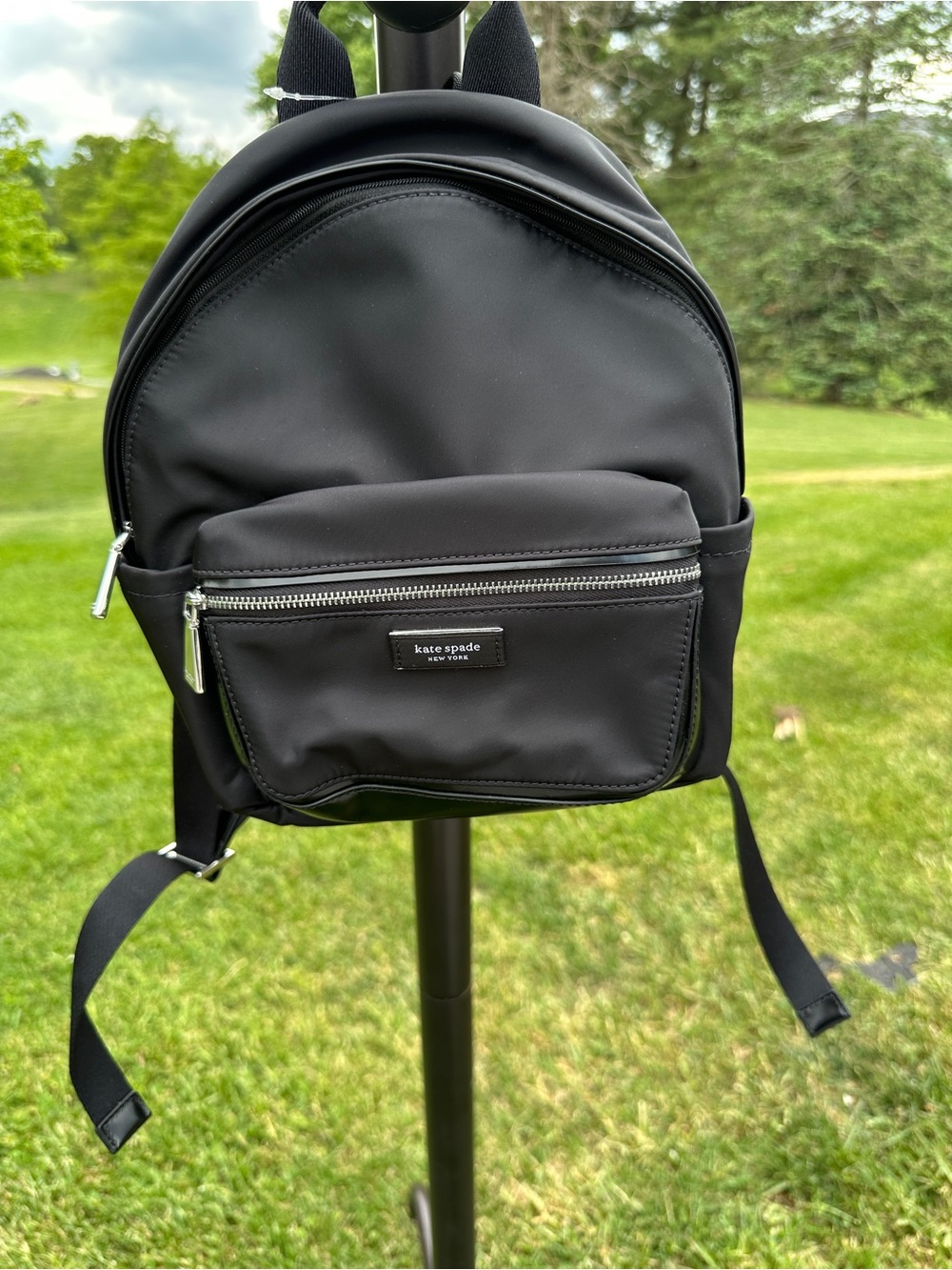 kate spade Black Nylon Small Backpack with Front Zip Pocket. NEW.  With dust bag